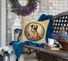 Load image into Gallery viewer, Anatolian Shepherd Dog and Flowers Fabric Decorative Pillow
