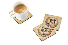 Load image into Gallery viewer, Australian Shepherd and Flowers Coasters - Set of 4 Lightweight Foam, Absorbent Drink Coasters