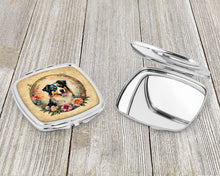 Load image into Gallery viewer, Australian Shepherd and Flowers Compact Mirror – Stylish Purse Mirror with Artistic Covers