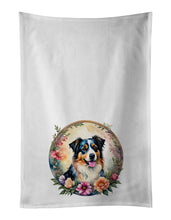 Load image into Gallery viewer, Australian Shepherd and Flowers Kitchen Towel Set of 2