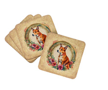 Load image into Gallery viewer, Basenji and Flowers Coasters - Set of 4 Lightweight Foam, Absorbent Drink Coasters