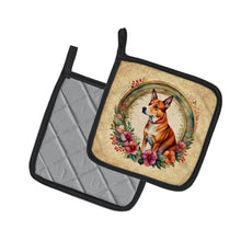 Load image into Gallery viewer, Basenji and Flowers Pot Holders - Set of 2 Decorative Kitchen Helpers | Made in the USA