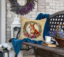 Load image into Gallery viewer, Basenji and Flowers Fabric Decorative Pillow