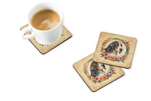 Load image into Gallery viewer, Basset Hound and Flowers Coasters - Set of 4 Lightweight Foam, Absorbent Drink Coasters