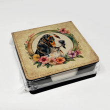 Load image into Gallery viewer, Basset Hound and Flowers PU Leather Note Paper Holder