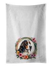 Load image into Gallery viewer, Basset Hound and Flowers Kitchen Towel Set of 2