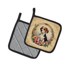 Load image into Gallery viewer, Beagle and Flowers Pot Holders - Set of 2 Decorative Kitchen Helpers | Made in the USA