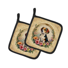Load image into Gallery viewer, Beagle and Flowers Pot Holders - Set of 2 Decorative Kitchen Helpers | Made in the USA