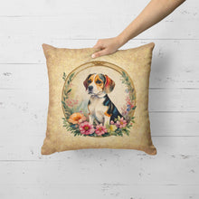 Load image into Gallery viewer, Beagle and Flowers Fabric Decorative Pillow