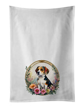 Load image into Gallery viewer, Beagle and Flowers Kitchen Towel Set of 2