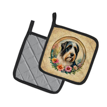 Load image into Gallery viewer, Bearded Collie and Flowers Pot Holders - Set of 2 Decorative Kitchen Helpers | Made in the USA