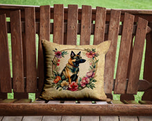 Load image into Gallery viewer, Belgian Malinois and Flowers Throw Pillow - 14x14 Decorative Pillow – Art for Your Home &amp; Patio