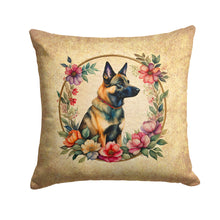 Load image into Gallery viewer, Belgian Malinois and Flowers Fabric Decorative Pillow