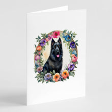 Load image into Gallery viewer, Belgian Sheepdog and Flowers Greeting Cards -  Blank Note Cards – 8-Pack of Artist-Designed Cards with Envelopes