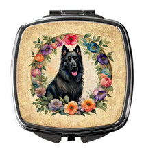 Load image into Gallery viewer, Belgian Sheepdog and Flowers Compact Mirror – Stylish Purse Mirror with Artistic Covers