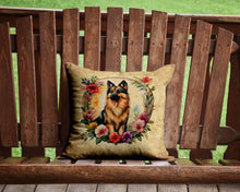 Load image into Gallery viewer, Belgian Tervuren and Flowers Throw Pillow - 14x14 Decorative Pillow – Art for Your Home &amp; Patio
