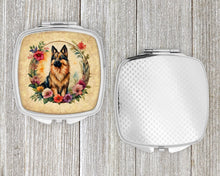 Load image into Gallery viewer, Belgian Tervuren and Flowers Compact Mirror – Stylish Purse Mirror with Artistic Covers