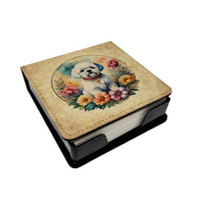 Load image into Gallery viewer, Bichon Frise and Flowers PU Leather Note Paper Holder
