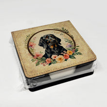 Load image into Gallery viewer, Black and Tan Coonhound and Flowers PU Leather Note Paper Holder