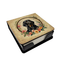 Load image into Gallery viewer, Black and Tan Coonhound and Flowers PU Leather Note Paper Holder