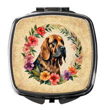 Load image into Gallery viewer, Bloodhound and Flowers Compact Mirror – Stylish Purse Mirror with Artistic Covers