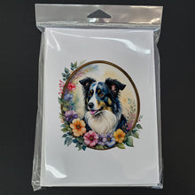 Load image into Gallery viewer, Border Collie and Flowers Greeting Cards -  Blank Note Cards – 8-Pack of Artist-Designed Cards with Envelopes