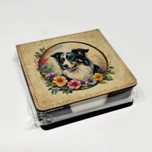 Load image into Gallery viewer, Border Collie and Flowers PU Leather Note Paper Holder