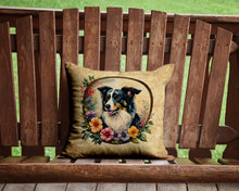 Load image into Gallery viewer, Border Collie and Flowers Throw Pillow - 14x14 Decorative Pillow – Art for Your Home &amp; Patio