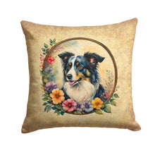 Load image into Gallery viewer, Border Collie and Flowers Fabric Decorative Pillow