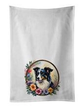 Load image into Gallery viewer, Border Collie and Flowers Kitchen Towel Set of 2