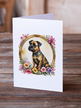 Load image into Gallery viewer, Border Terrier and Flowers Greeting Cards -  Blank Note Cards – 8-Pack of Artist-Designed Cards with Envelopes