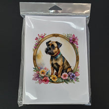 Load image into Gallery viewer, Border Terrier and Flowers Greeting Cards -  Blank Note Cards – 8-Pack of Artist-Designed Cards with Envelopes