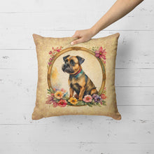 Load image into Gallery viewer, Border Terrier and Flowers Fabric Decorative Pillow