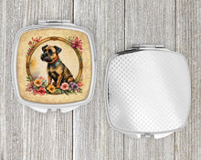 Load image into Gallery viewer, Border Terrier and Flowers Compact Mirror – Stylish Purse Mirror with Artistic Covers