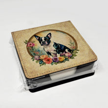 Load image into Gallery viewer, Boston Terrier and Flowers PU Leather Note Paper Holder