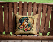 Load image into Gallery viewer, Boxer and Flowers Throw Pillow - 14x14 Decorative Pillow – Art for Your Home &amp; Patio