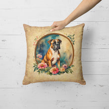 Load image into Gallery viewer, Boxer and Flowers Fabric Decorative Pillow