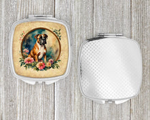 Load image into Gallery viewer, Boxer and Flowers Compact Mirror – Stylish Purse Mirror with Artistic Covers