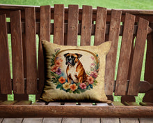 Load image into Gallery viewer, Boxer and Flowers Throw Pillow - 14x14 Decorative Pillow – Art for Your Home &amp; Patio