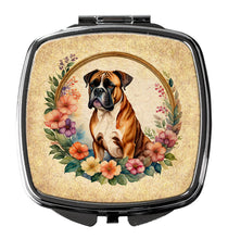 Load image into Gallery viewer, Boxer and Flowers Compact Mirror – Stylish Purse Mirror with Artistic Covers