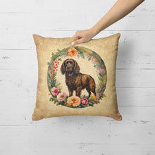 Load image into Gallery viewer, Boykin Spaniel and Flowers Fabric Decorative Pillow