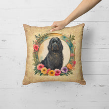 Load image into Gallery viewer, Briard and Flowers Fabric Decorative Pillow