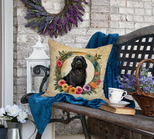 Load image into Gallery viewer, Briard and Flowers Fabric Decorative Pillow