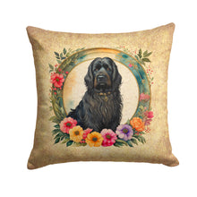 Load image into Gallery viewer, Briard and Flowers Fabric Decorative Pillow