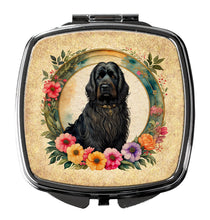 Load image into Gallery viewer, Briard and Flowers Compact Mirror – Stylish Purse Mirror with Artistic Covers
