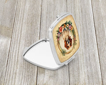 Load image into Gallery viewer, Brittany Spaniel and Flowers Compact Mirror – Stylish Purse Mirror with Artistic Covers