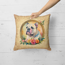 Load image into Gallery viewer, English Bulldog and Flowers Fabric Decorative Pillow