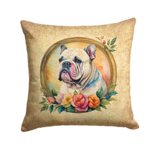 Load image into Gallery viewer, English Bulldog and Flowers Fabric Decorative Pillow