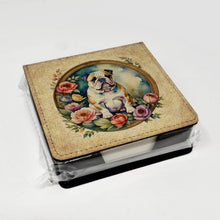 Load image into Gallery viewer, English Bulldog and Flowers PU Leather Note Paper Holder
