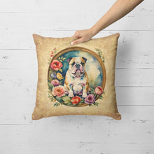 Load image into Gallery viewer, English Bulldog and Flowers Fabric Decorative Pillow